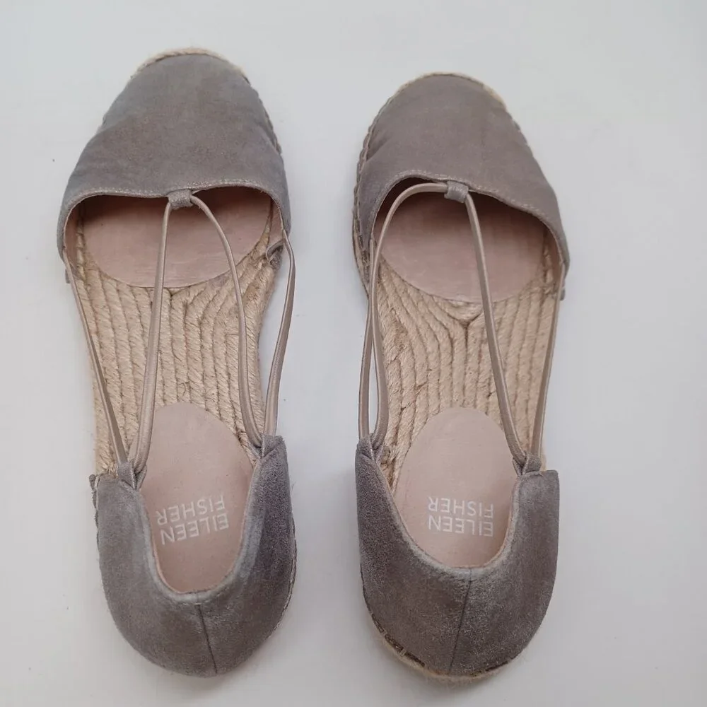 Eileen Fisher Espadrille Flats Lee‎ Metallic Leather Sandals Womens 9